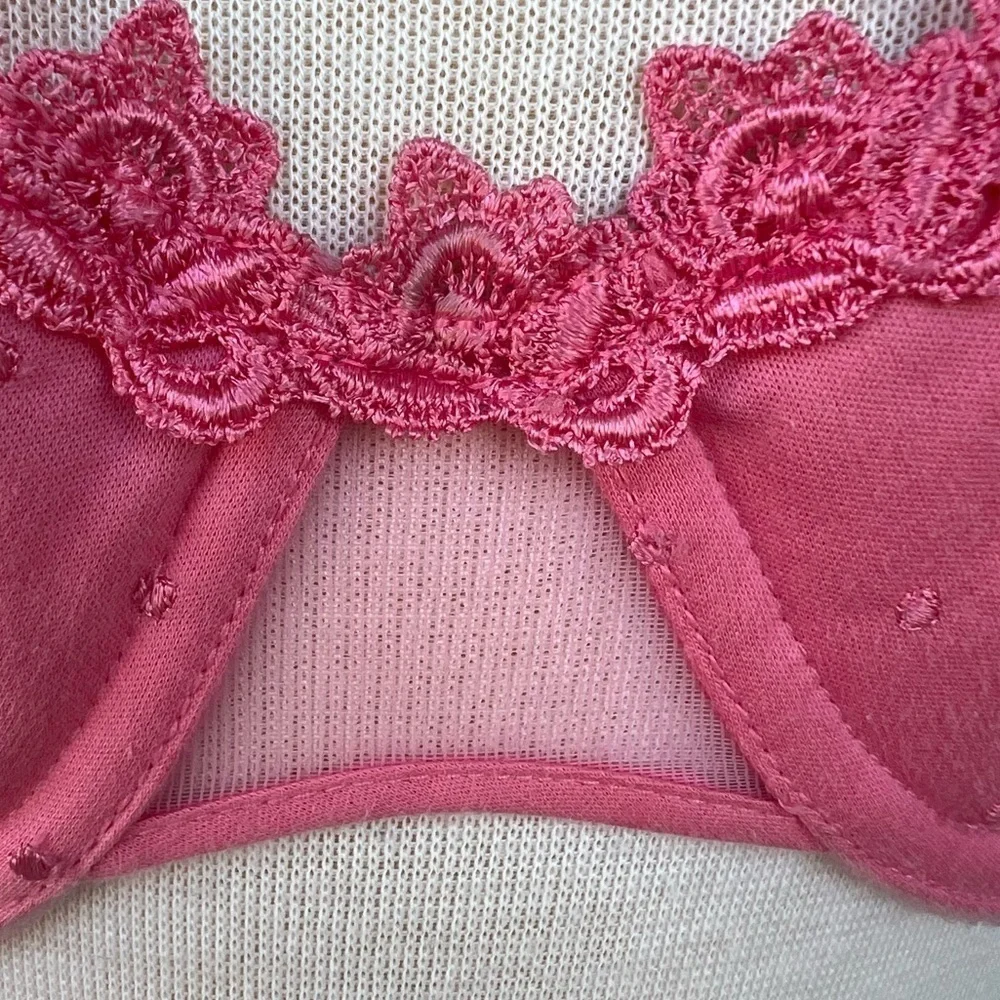 VTG NOS Oscar De La Renta Intimates 515012 Cotton Underwire Bra 34B Coral Lace